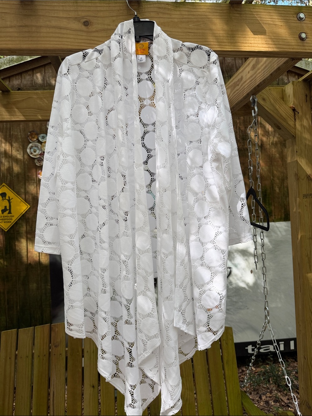 Ruby Rd. White Crochet Open-Front Swim Coverup 2x nwt